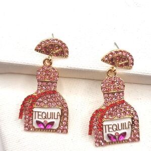 New TEQULIA PINK & RED rhinestone earrings